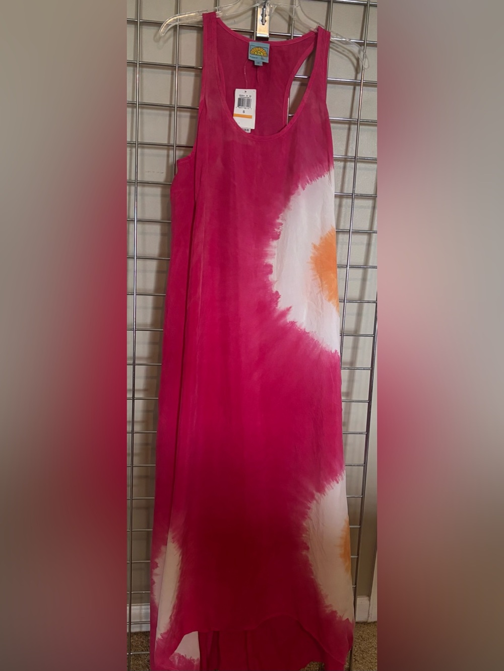 NWT C&C California Pink Tie-Dye Maxi Tank Dress Sz S Soft